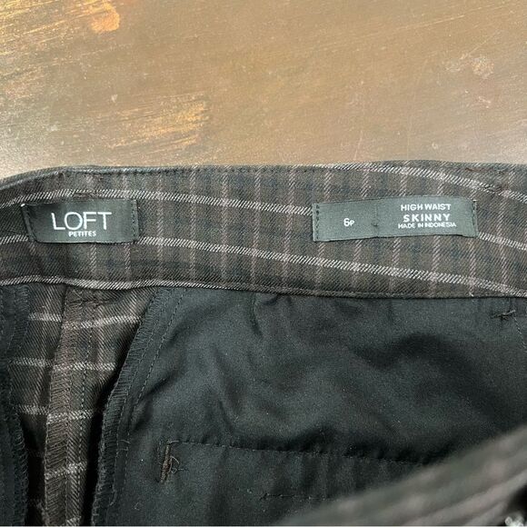 Loft High Waist Skinny Work dressy formal preppy pants Plaid 6P dark academia - Picture 11 of 11